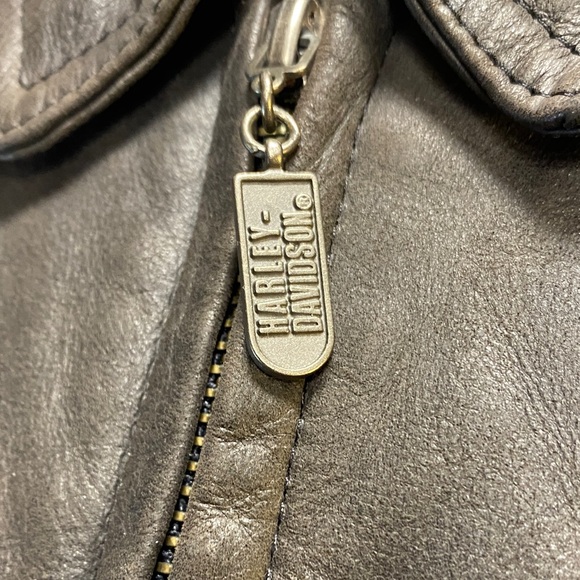 Harley-Davidson size large Brown Leather Bomber Jacket Riding Gear Lady Rider - Picture 4 of 16